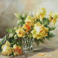 róże żółte - akwarela