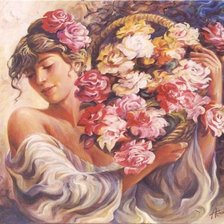 Схема вышивки «девушка с корзиной»