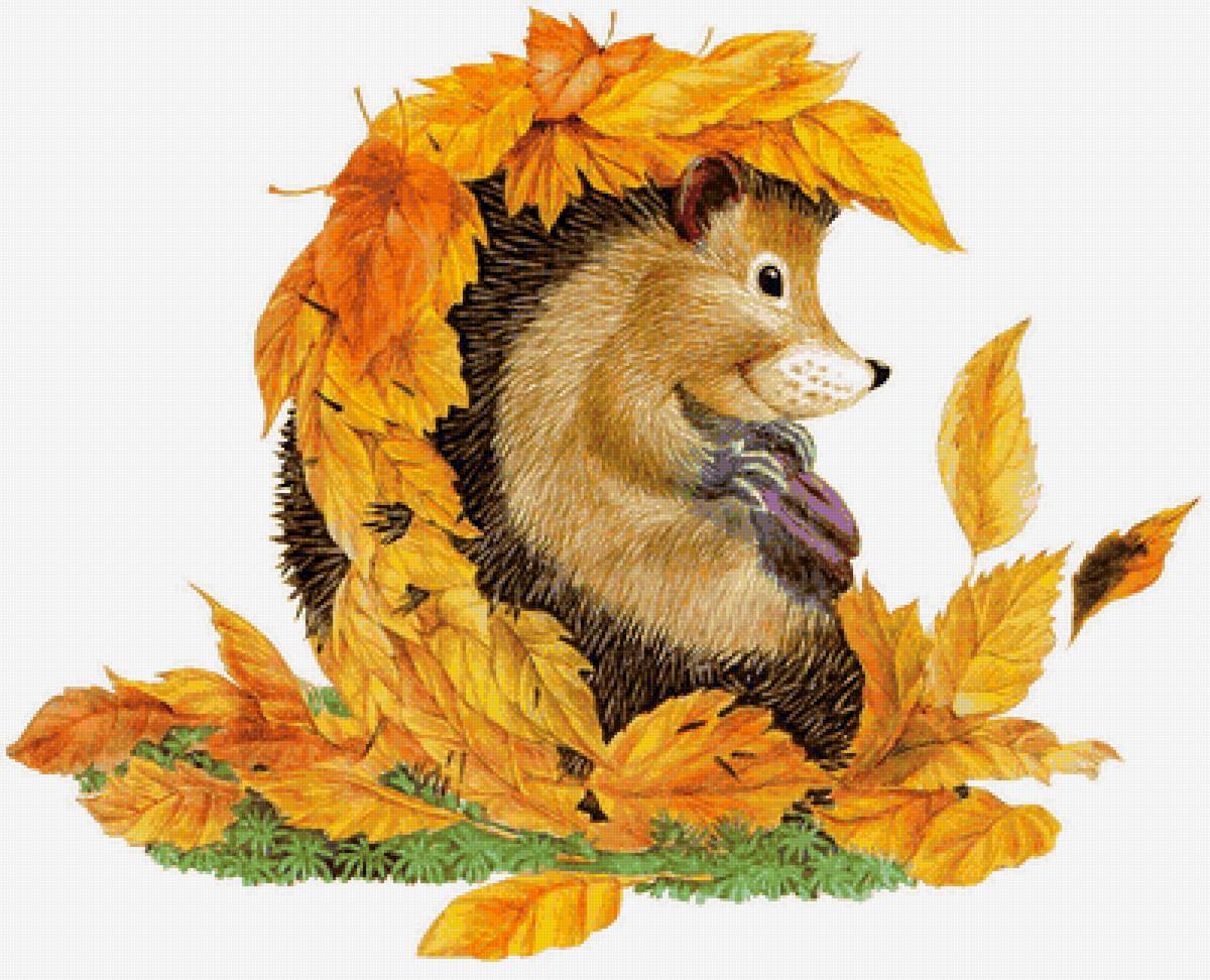 Ёжик и осень - осень, листья, ежик - предпросмотр