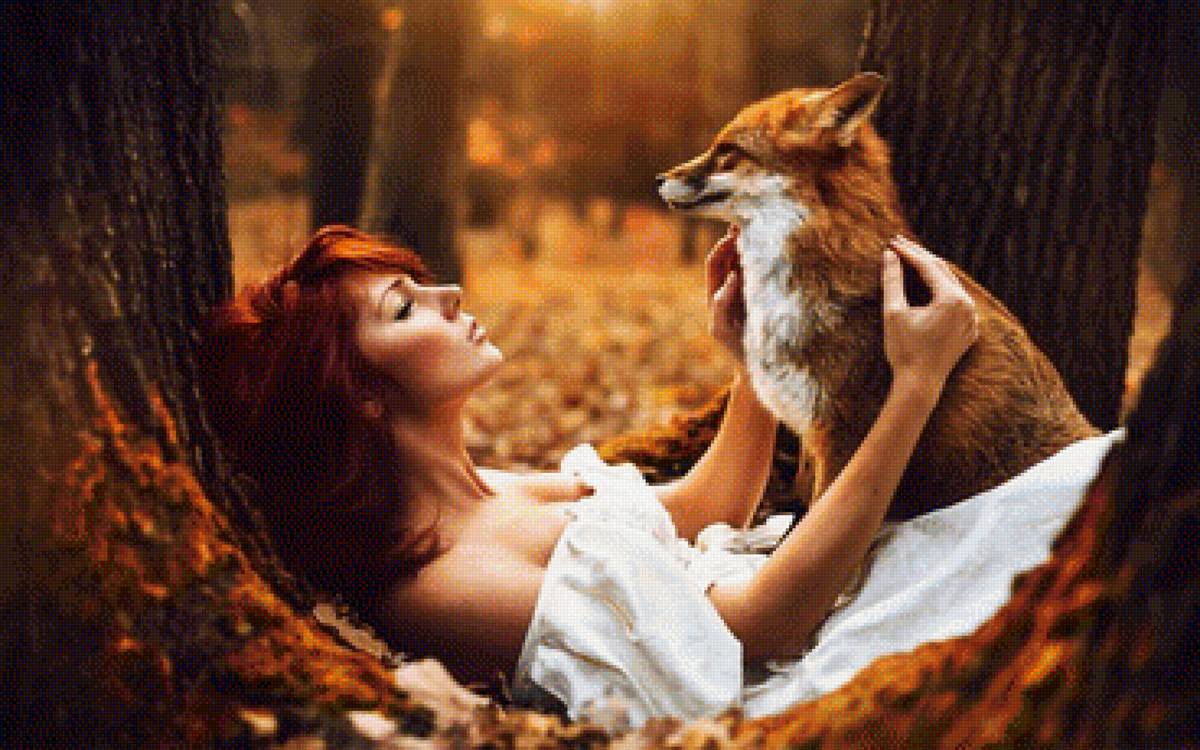 Лисица и девушка - предпросмотр