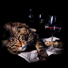 Оригинал схемы вышивки «Кот с вином» (№1563797)