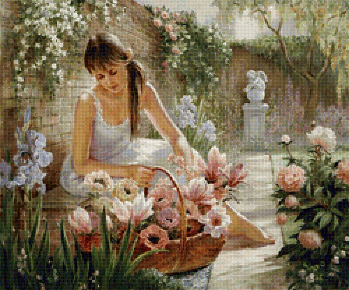 девушка в саду - предпросмотр