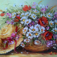 Схема вышивки «Букет и шляпа»