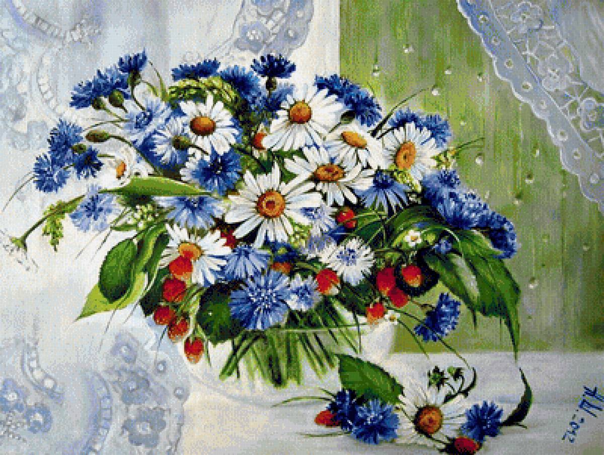 летний букет - букет. цветы. ромашки - предпросмотр