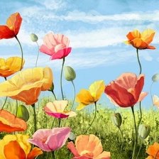 Схема вышивки «Маки на лугу.  2 часть. ПРАВАЯ.»