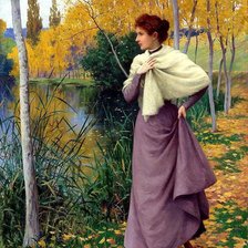 Схема вышивки «kobieta nad stawem»