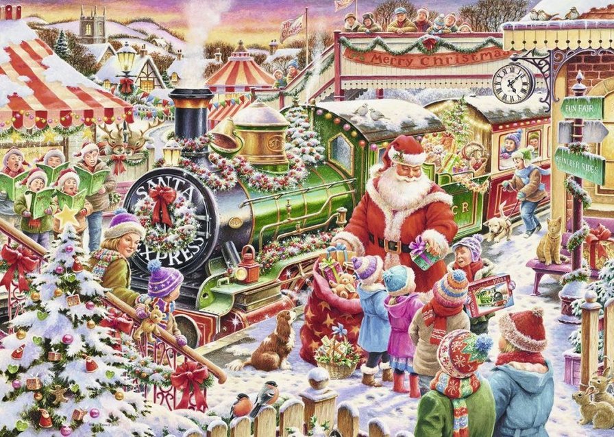 Рождественский экспресс - рождество, поезд, санта - оригинал