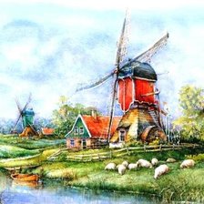 Оригинал схемы вышивки «Голландия деревня» (№1567621)