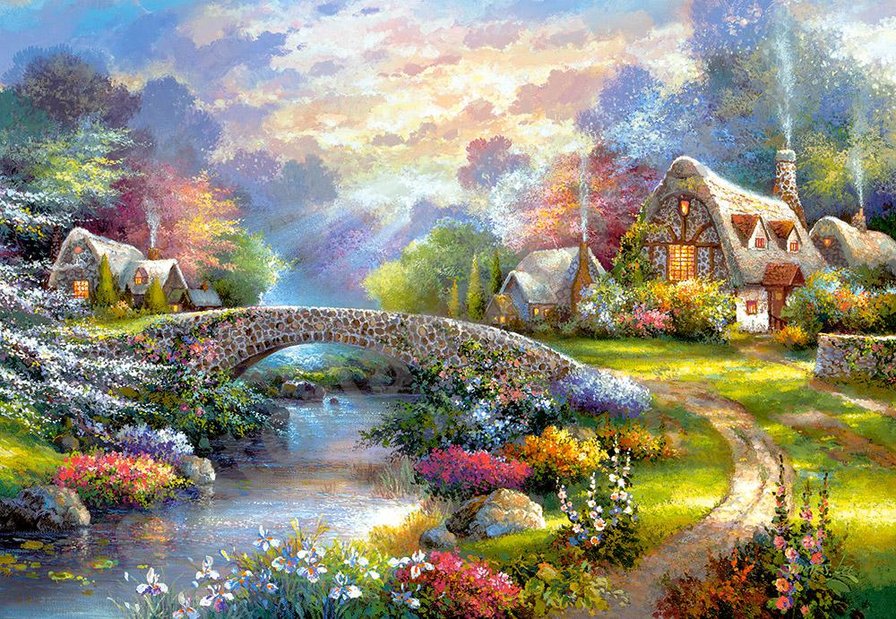 Весна - мост, живопись, пейзаж, весна - оригинал