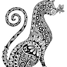 Оригинал схемы вышивки «кот кружевной монохром» (№1569590)