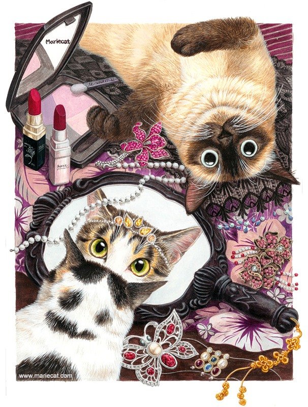 Кошки в будуаре - кошки - оригинал
