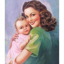 Оригинал схемы вышивки «мама и малышка» (№1571494)
