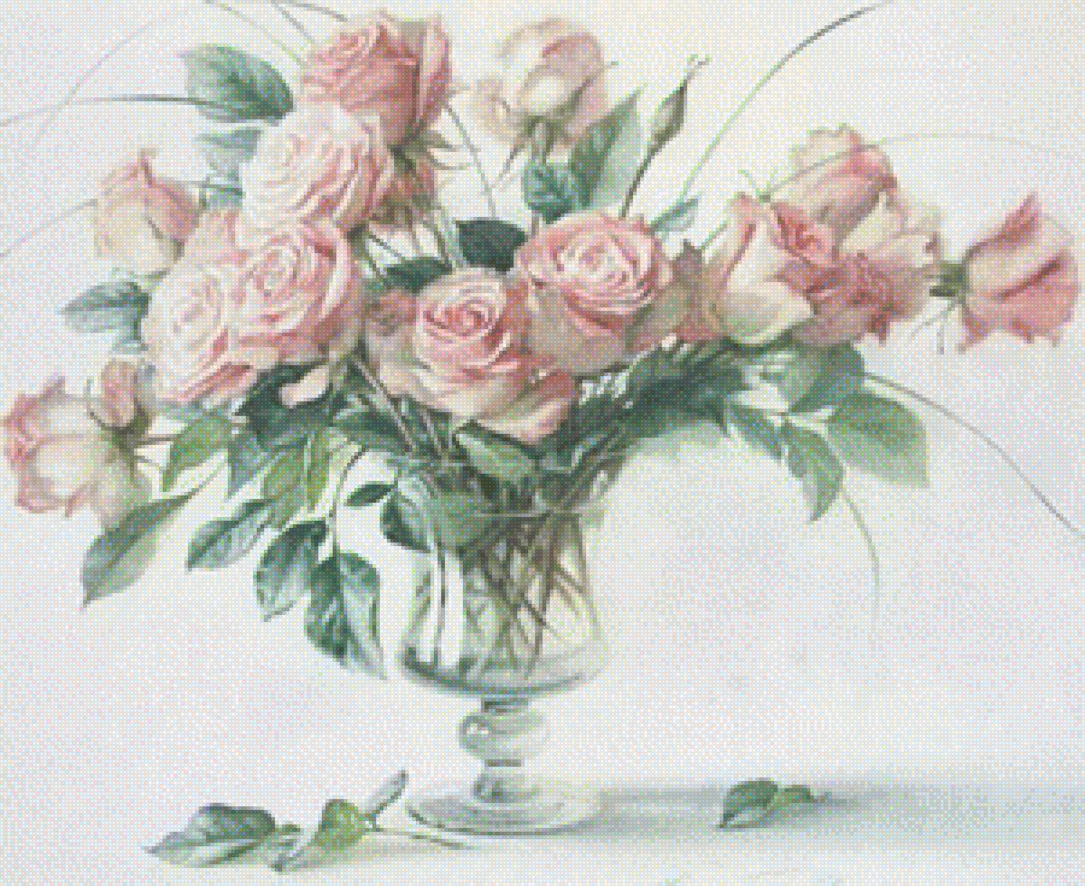 Rosas en jarrón de cristal - rosas - предпросмотр