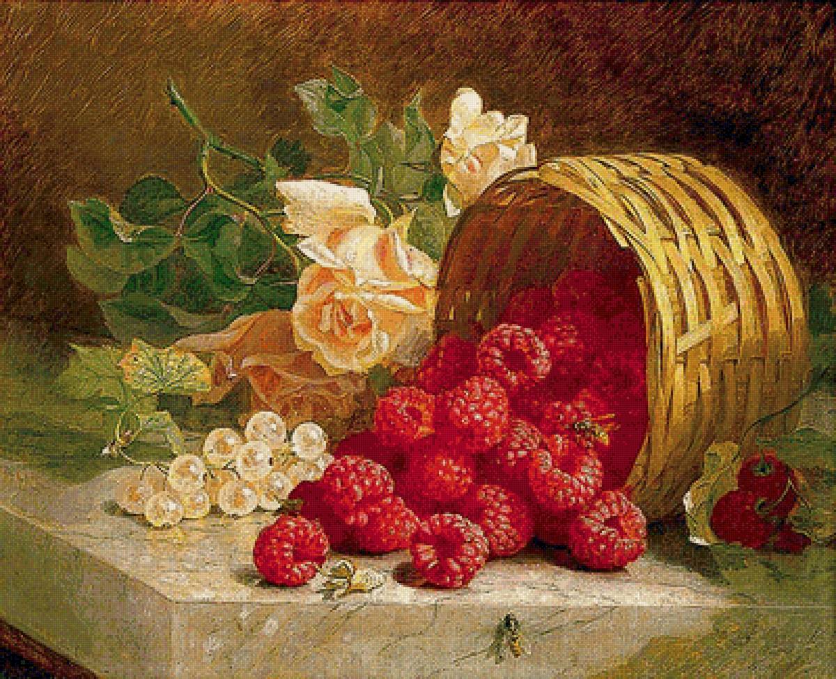 Малина и розы - пчелы, цветы, ягода малина, розы - предпросмотр