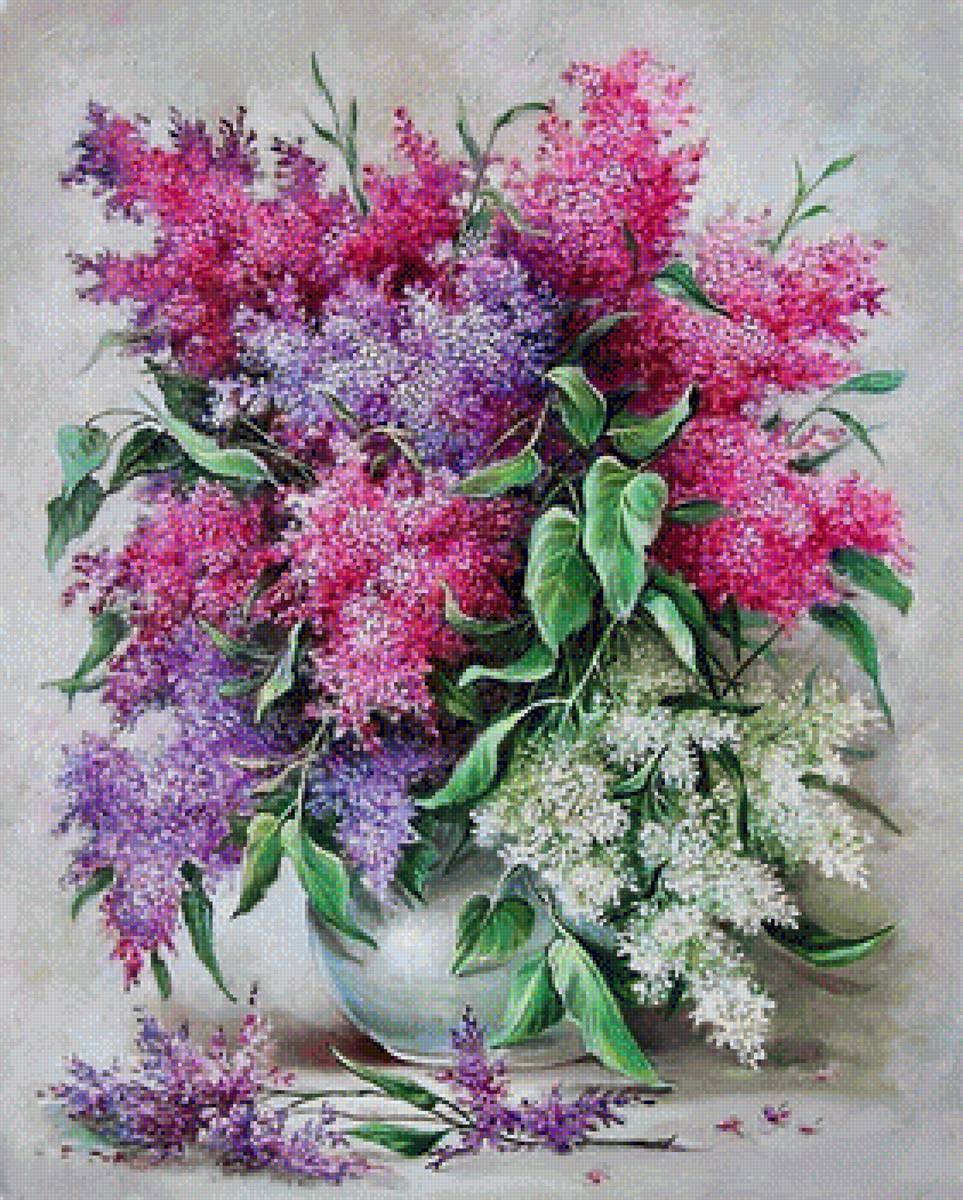 bukiet bzów - akwarela - предпросмотр