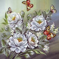 Оригинал схемы вышивки «белые цветы» (№1574428)