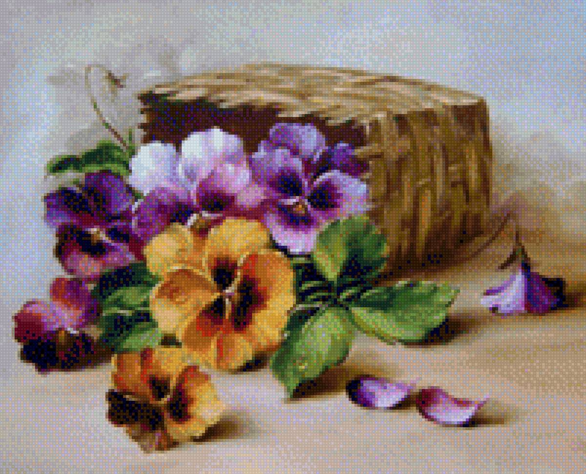 анютки в корзинке - цветы, анютки - предпросмотр