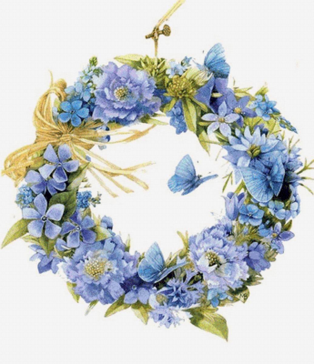 ВЕНОК С  СИНИМИ ЦВЕТАМИ - венок с синими цветами - предпросмотр