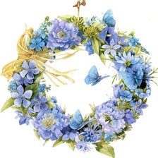 Схема вышивки «ВЕНОК С  СИНИМИ ЦВЕТАМИ»