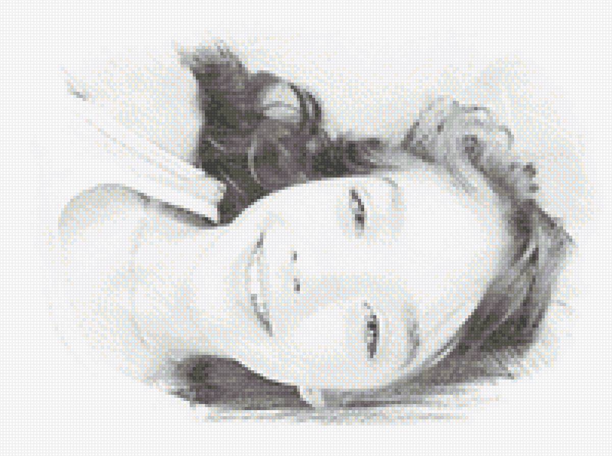 Angel - черно-белая, портрет, лицо, дети - предпросмотр