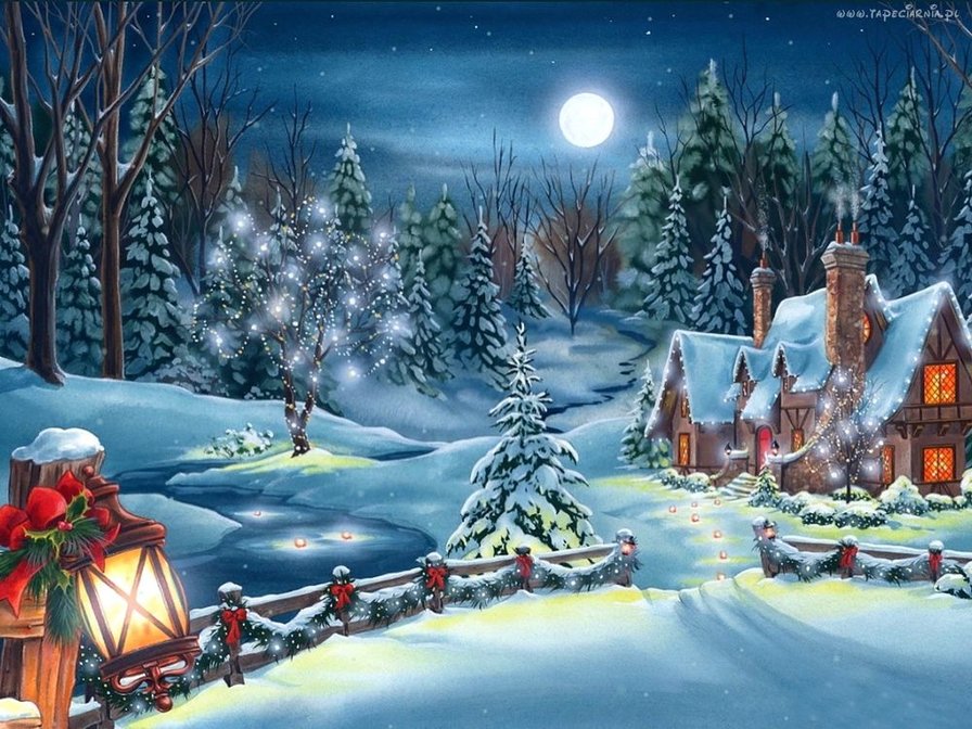 Сказочная ночь - звезды, ночь, новый год, зима - оригинал