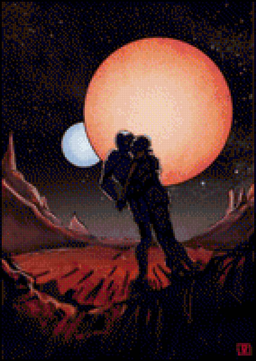 Другая планета - планета, космос, луна, поцелуй, любовь - предпросмотр