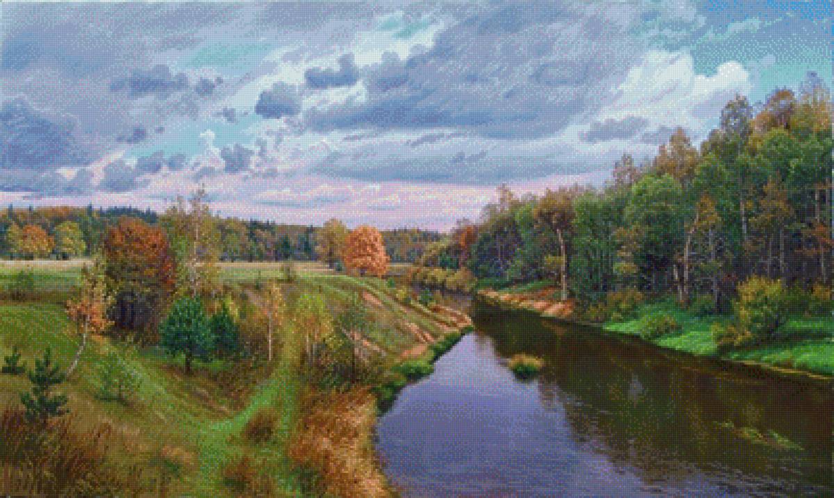 Худ.Александр Васильевич Зорюков - осень, река, пейзаж - предпросмотр