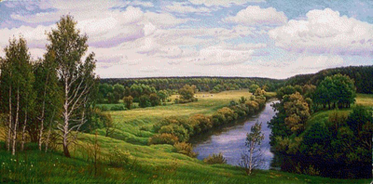 Худ. Александр Васильевич Зорюков - пейзаж, река, лето - предпросмотр