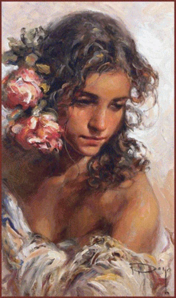 ДЕВУШКА C ЦВЕТАМИ - девушка c цветами, by edgar de gas - предпросмотр