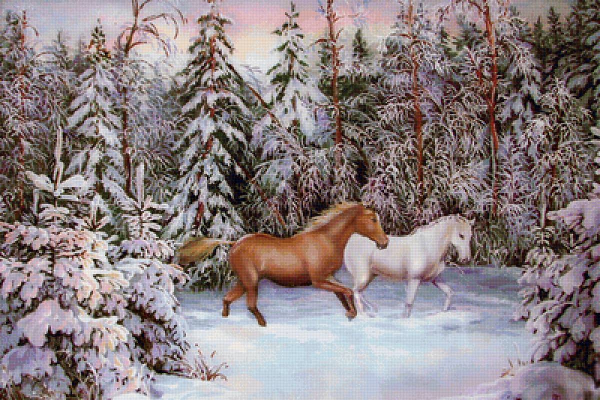 Лошади - картина - предпросмотр