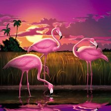 Схема вышивки «фламинго»