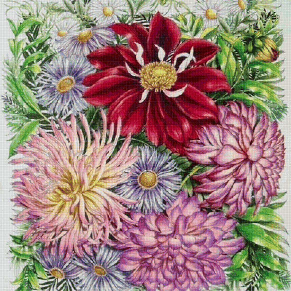 Вариант для подушки - цветы - предпросмотр