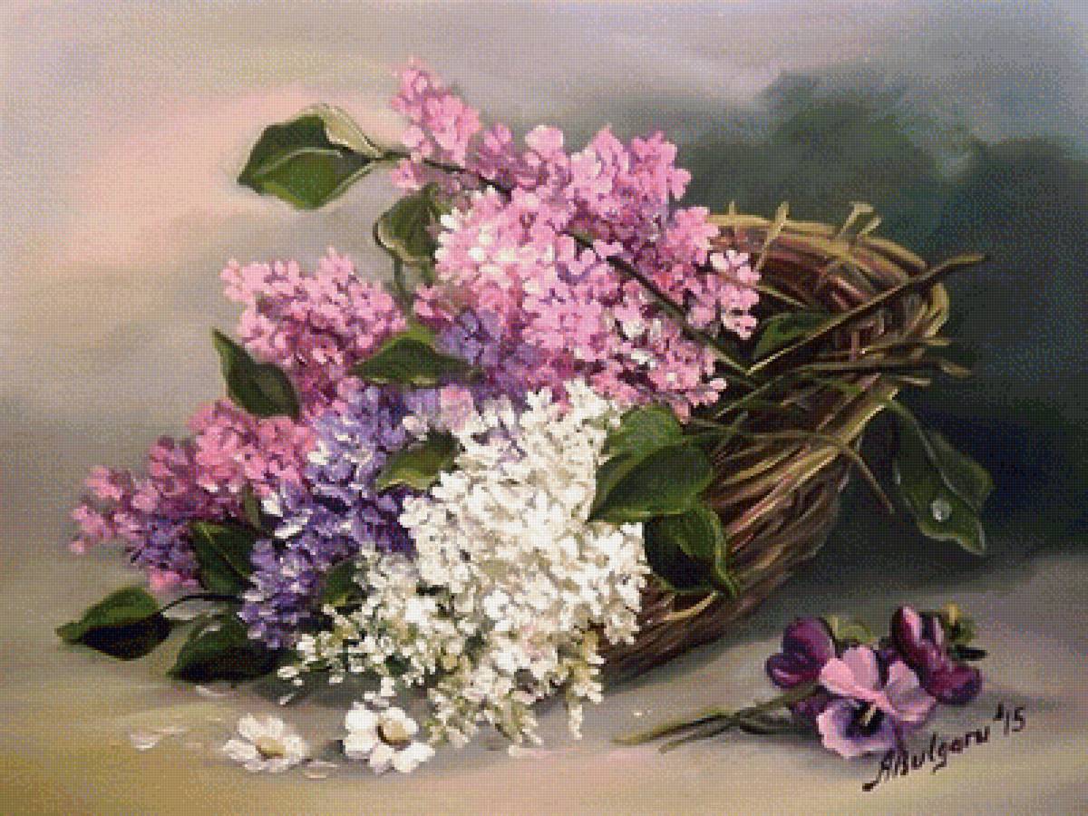 Сирень - вышивка крестиком - предпросмотр