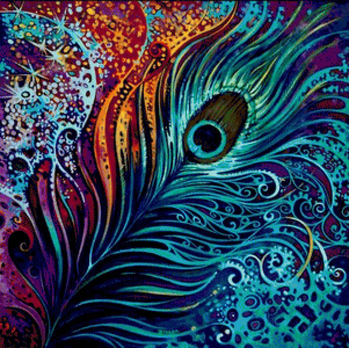 подушка с павлиньим пером - перо павлина, подушка, павлин - предпросмотр