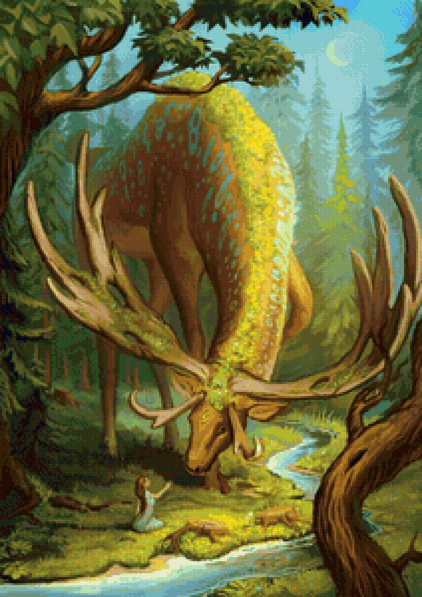 ОЛЕНЬ - олень, александра семушина, семушина, фентези, чудо, девушка - предпросмотр