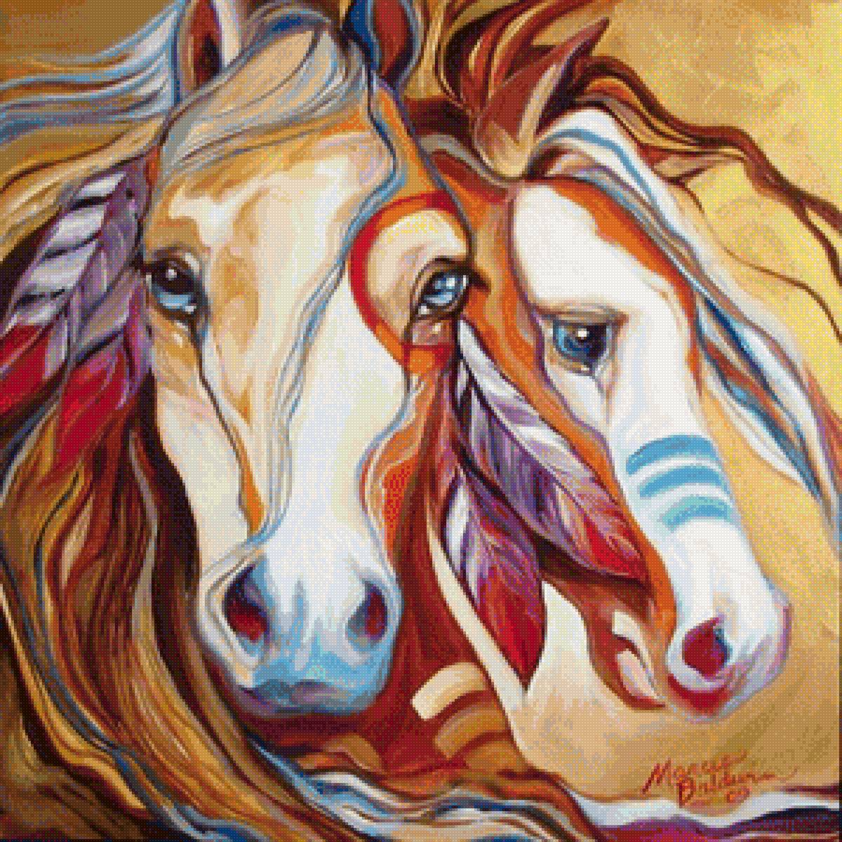 Цветные кони - кони, лошади - предпросмотр