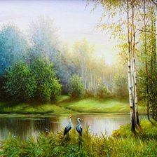 Схема вышивки «аисты»