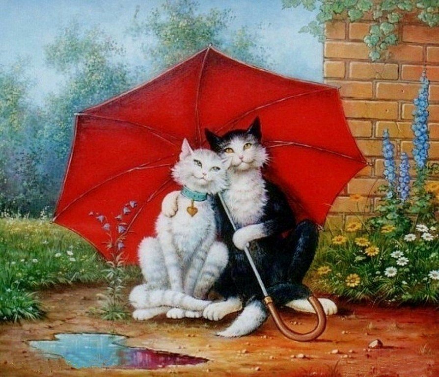 Кот с зонтом