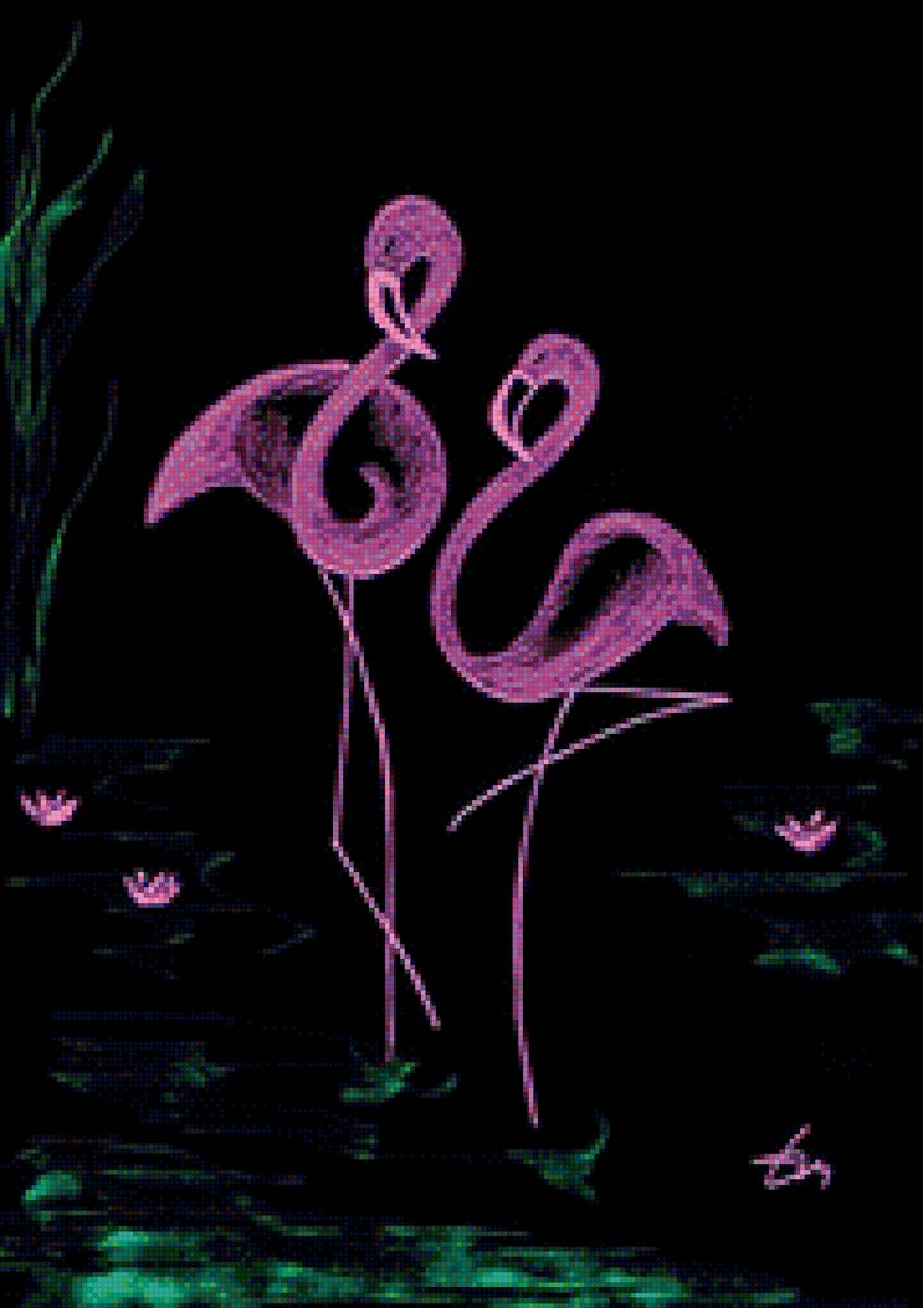 фламинго - пара, птицы - предпросмотр