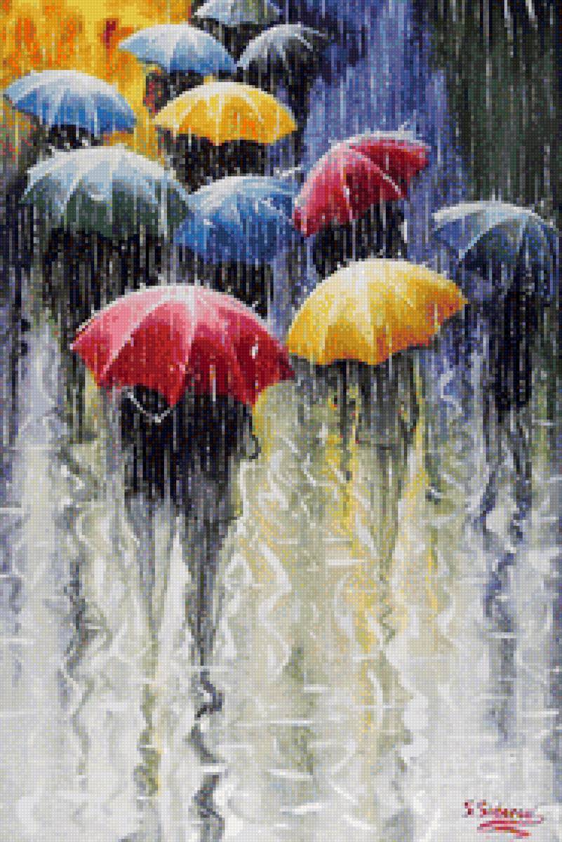 краски дождя - дождь, город - предпросмотр