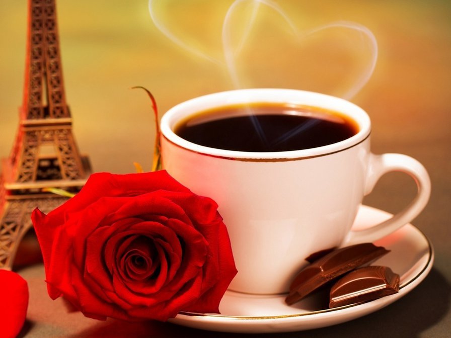Доброе утро - роза, утро, кофе - оригинал