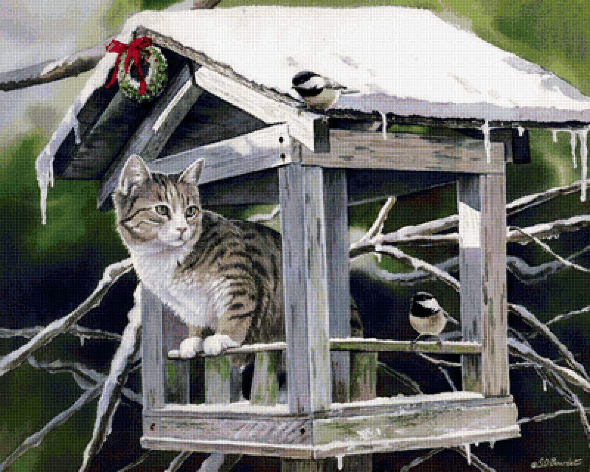 Кошкам про птичек. Художница Сьюзен Бордет Susan Bourdet кошки. Художник Сьюзен БЕРДЕТ коты. Сьюзен Бордет птицы зима. Сьюзен Бордет художник зима.