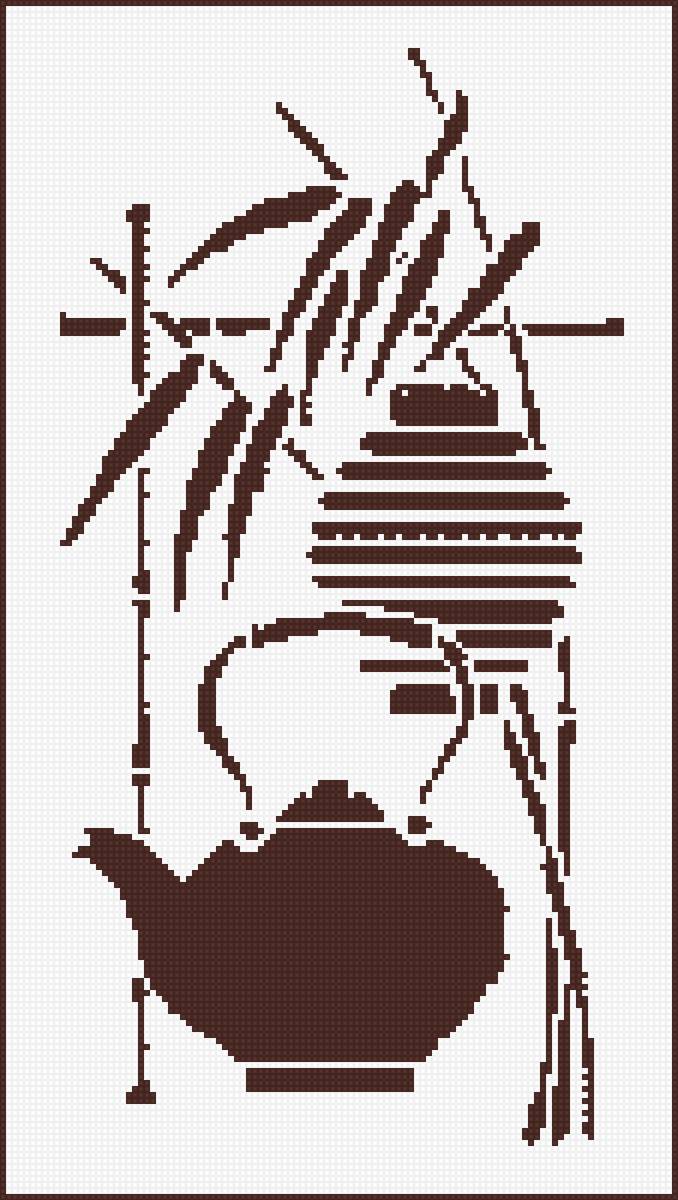 1. чайник и бамбук - силуэтб чайник, бамбук - предпросмотр