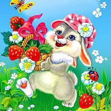 Схема вышивки «Зайка с цветами»