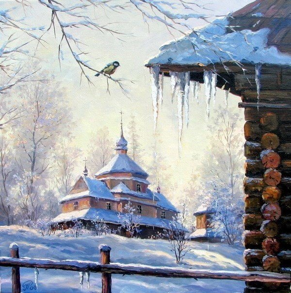 Скоро весна - храм, снег, сосульки, зима - оригинал