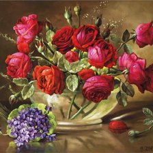 Схема вышивки «Розы и фиалки»