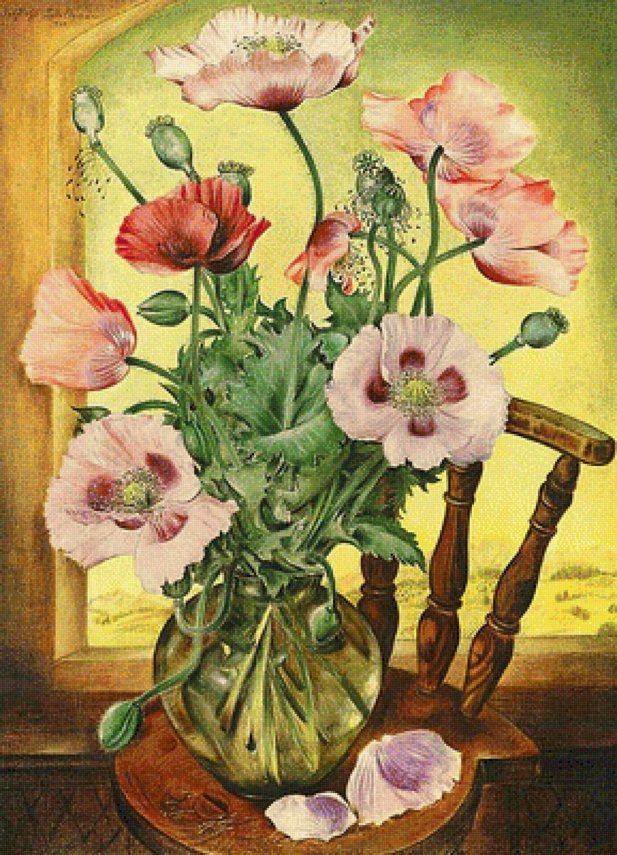 Натюрморт с маками. - маки, живопись., цветы, натюрморт, букет - предпросмотр