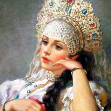 Схема вышивки «женщина в жемчужном ожерелье 226х300»