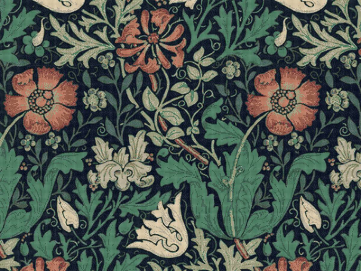 цветы Уильям Моррис - растительный орнамент, гобелен, уильям моррис, англия, цветы - предпросмотр