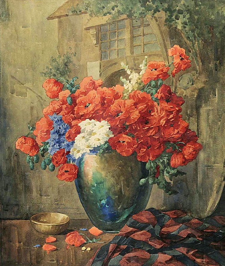 Натюрморт с полевыми цветами. - натюрморт, цветы, букет, живопись. - оригинал